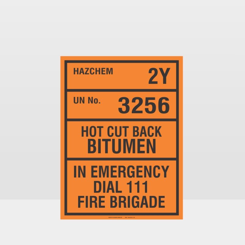 HAZCHEM Hot Cut Back Bitumen Sign