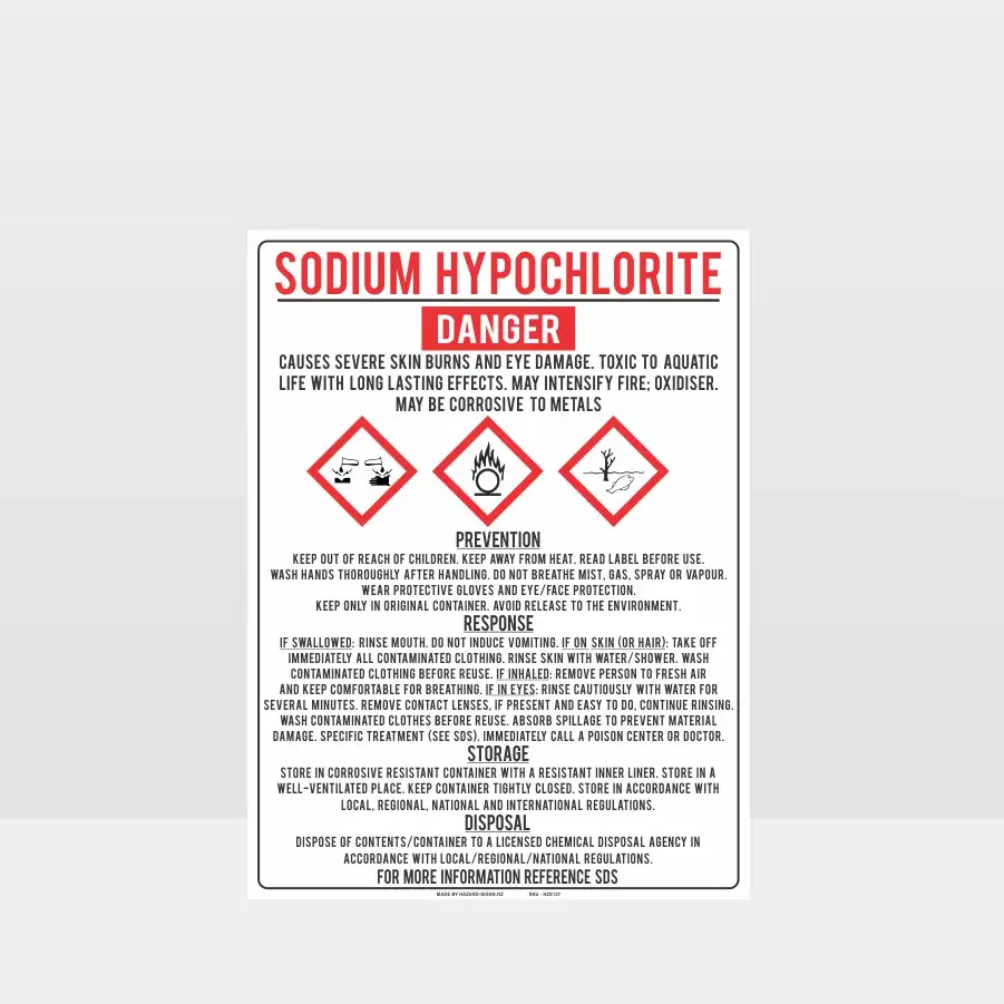 Sodium Hypochlorite Danger Sign