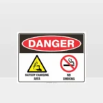 Danger Battery Charging No Smoking Sign