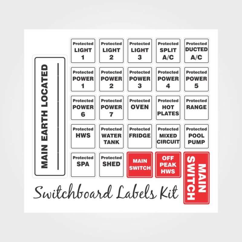 Protected Switchboard Labels Kit (Red)