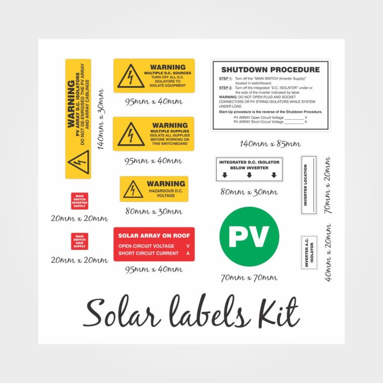 Solar Labels Kit - Electrical Labels - HAZARD SIGNS NZ