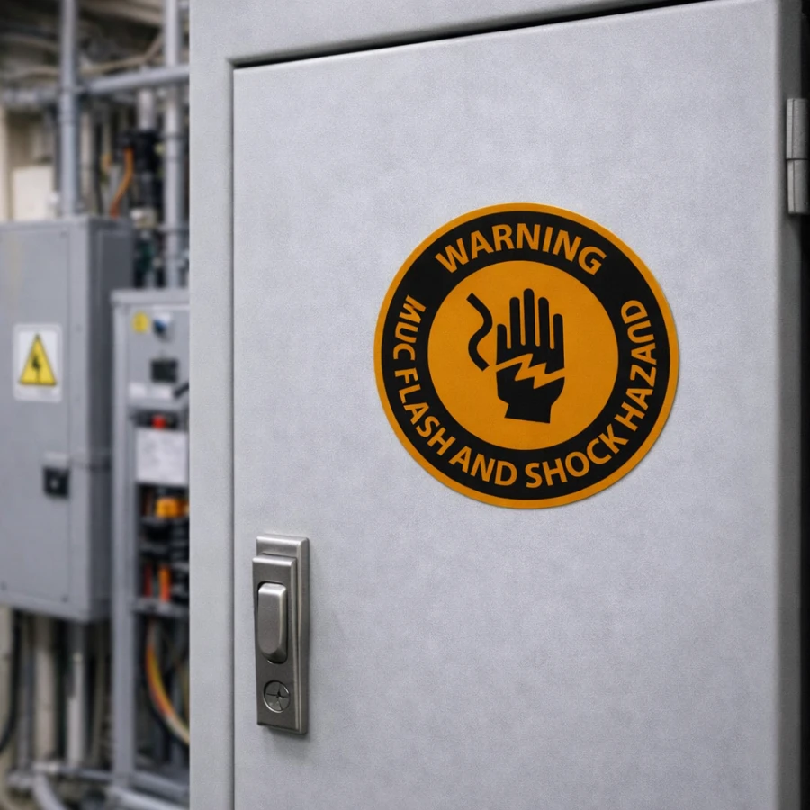 arc_flash_shock_round Warning Arc Flash And Shock Hazard Label