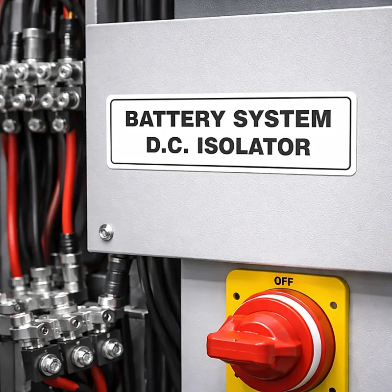 Battery System D.C. Isolator Sticker - Electrical Labels - HAZARD SIGNS NZ