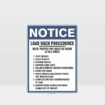 Notice Load Rack Procedures Sign