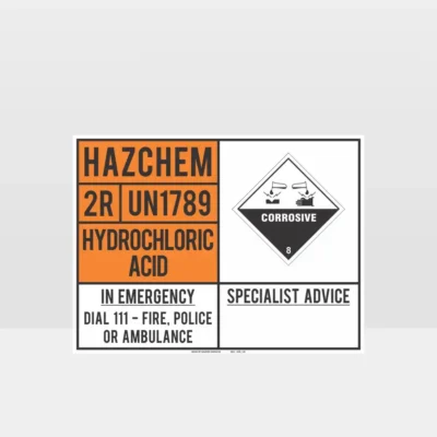 Hydrochloric Acid Emergency Information Panel Sign