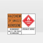 Kerosene Emergency Information Panel Sign