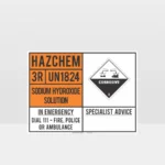 Sodium Hydroxide Solution Emergency Information Panel Sign
