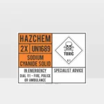 Sodium Cyanide Solid Emergency Information Panel Sign