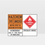 Motor Spirit / Gasoline / Petrol Emergency Information Panel (EIP) Sign