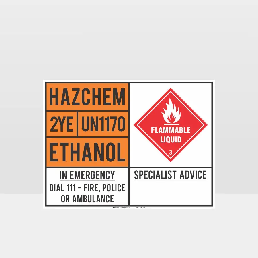 Ethanol Emergency Information Panel Sign