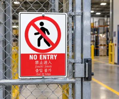 No Entry Sign in English, Chinese and Korean NZ