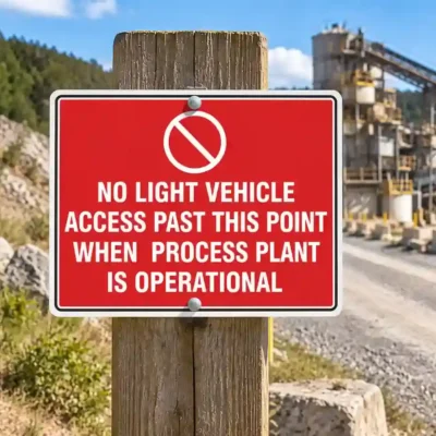 No Light Vehicle Access When Process Plant Is Operational Sign NZ