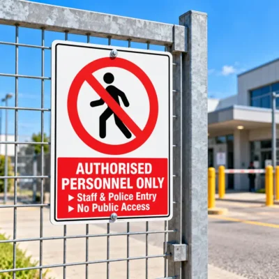 Authorised Personnel Only Prohibition Sign for restricting access to workplace, construction and industrial areas.