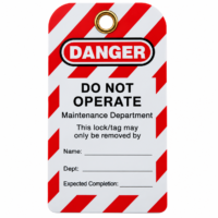 Do Not Operate Maintenance Department Lockout Tags Front
