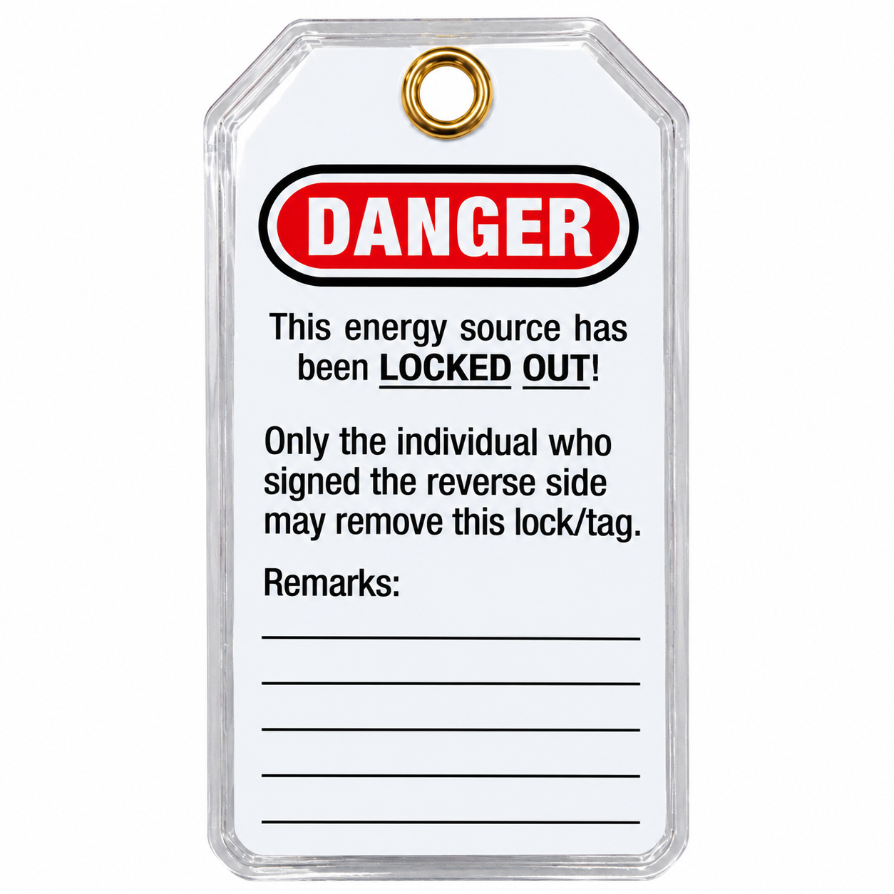 Plastic Covered Do Not Operate Lockout Tag Back LT22 Plastic Covered Do Not Operate Lockout Back front