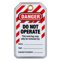 Plastic Covered Do Not Operate Lockout Tag Front