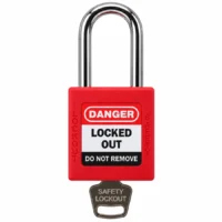 Safety Lockout Padlock – Red – 38mm Steel Shackle