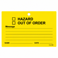 Yellow Hazard Out of Order Tag