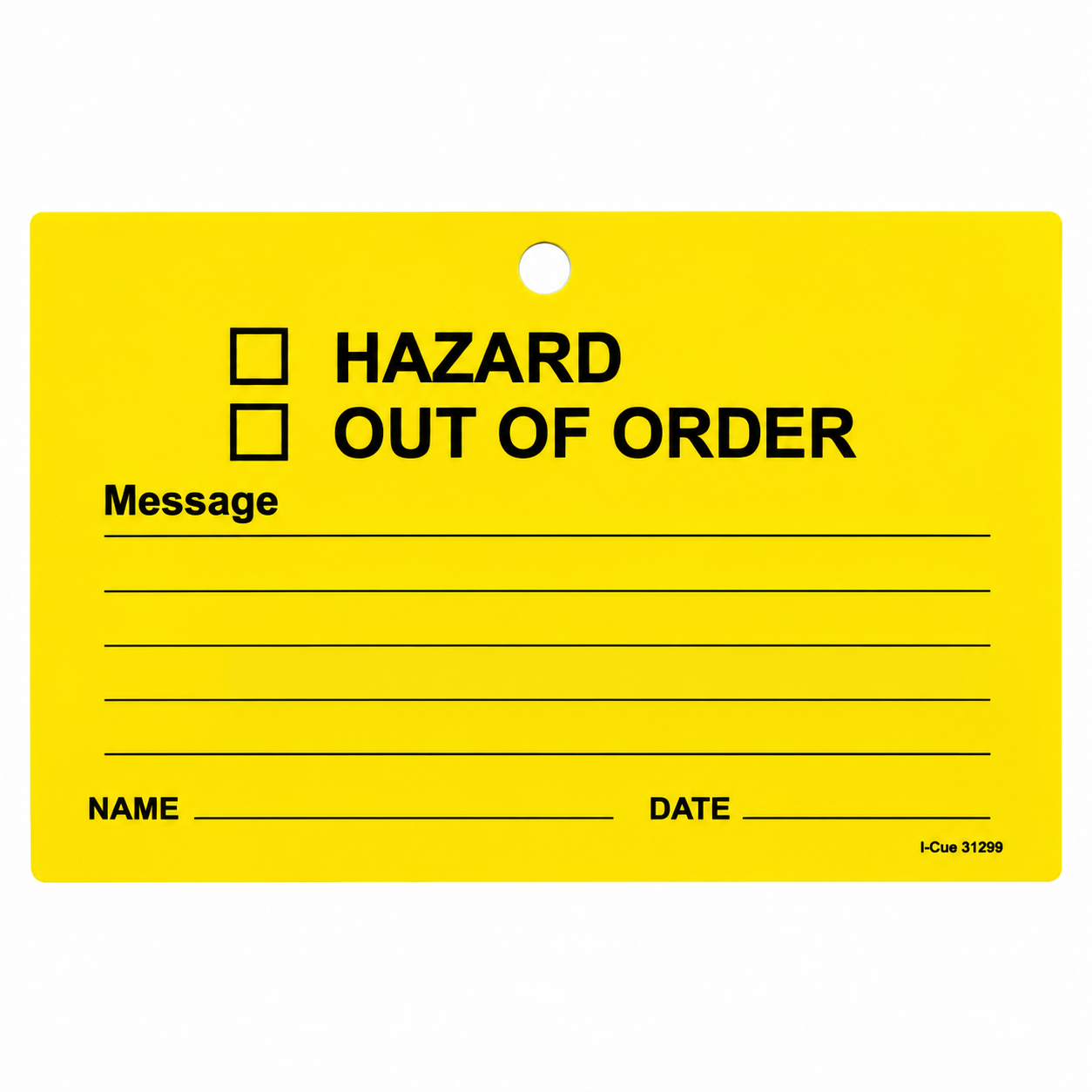 Yellow Hazard Out of Order Tag Yellow Hazard Out of Order Tag