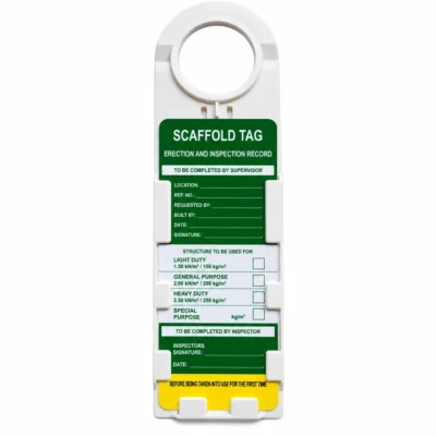 Scaffold Inspection Tag and Holder Set complete with inspection tag fitted