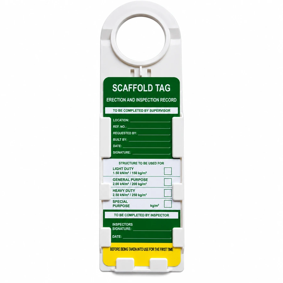 Scaffold Inspection Tag and Holder Set complete with inspection tag fitted