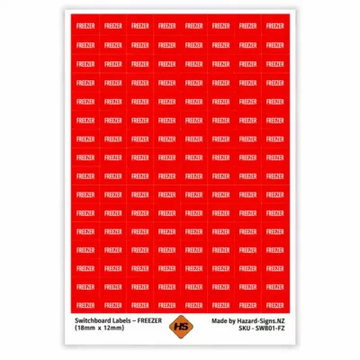 FREEZER switchboard labels 18mm x 12mm for electrical circuit identification